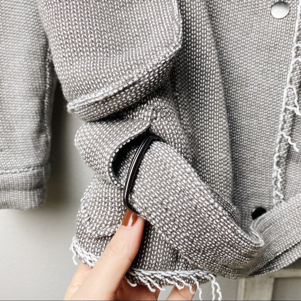 Free People Grey Frayed Boho Belted Jacket S - Picture 5 of 9